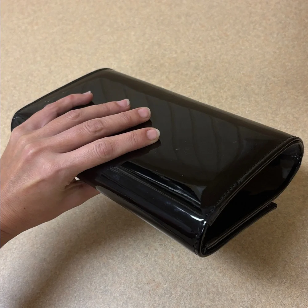 Sleek Black Patent Leather Clutch small bag hard case